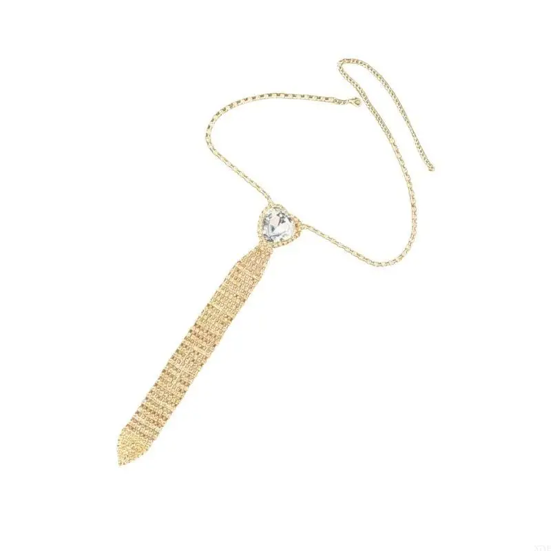 

N7YE Adjustable Rhinestones Choker Necklace Heart Crystal Neck Tie for Formal Event