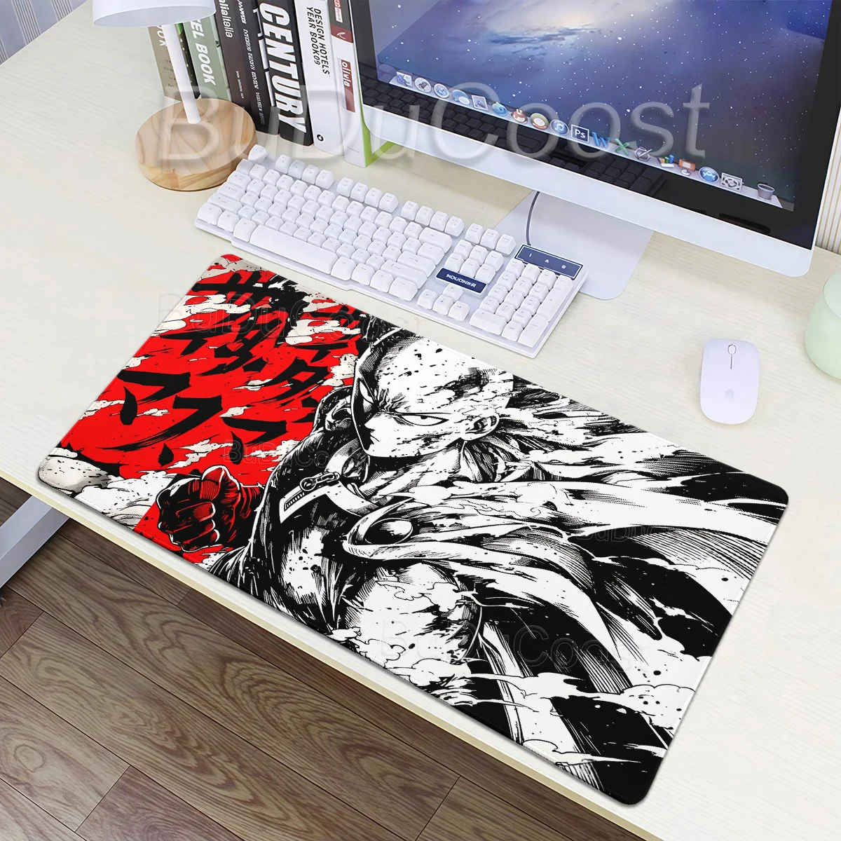 One-Punch Man HD-Druck Gummi-Mauspad Rutschfest Verdickt Großes Schreibunterlage mit Versiegelten Kanten für Büro, Studenten und Gaming