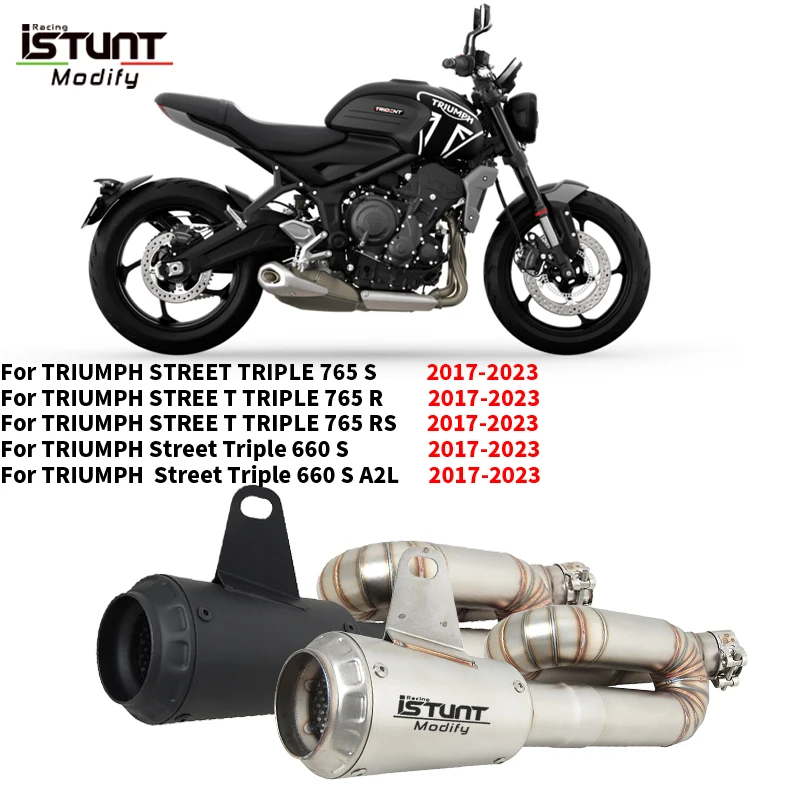 

Slip On For TRIUMPH STREET TRIPLE 765 S R RS 660 S A2L 2017 - 2023 Motorcycle Exhaust Escpae Moto Middle Link Pipe Connect 51mm