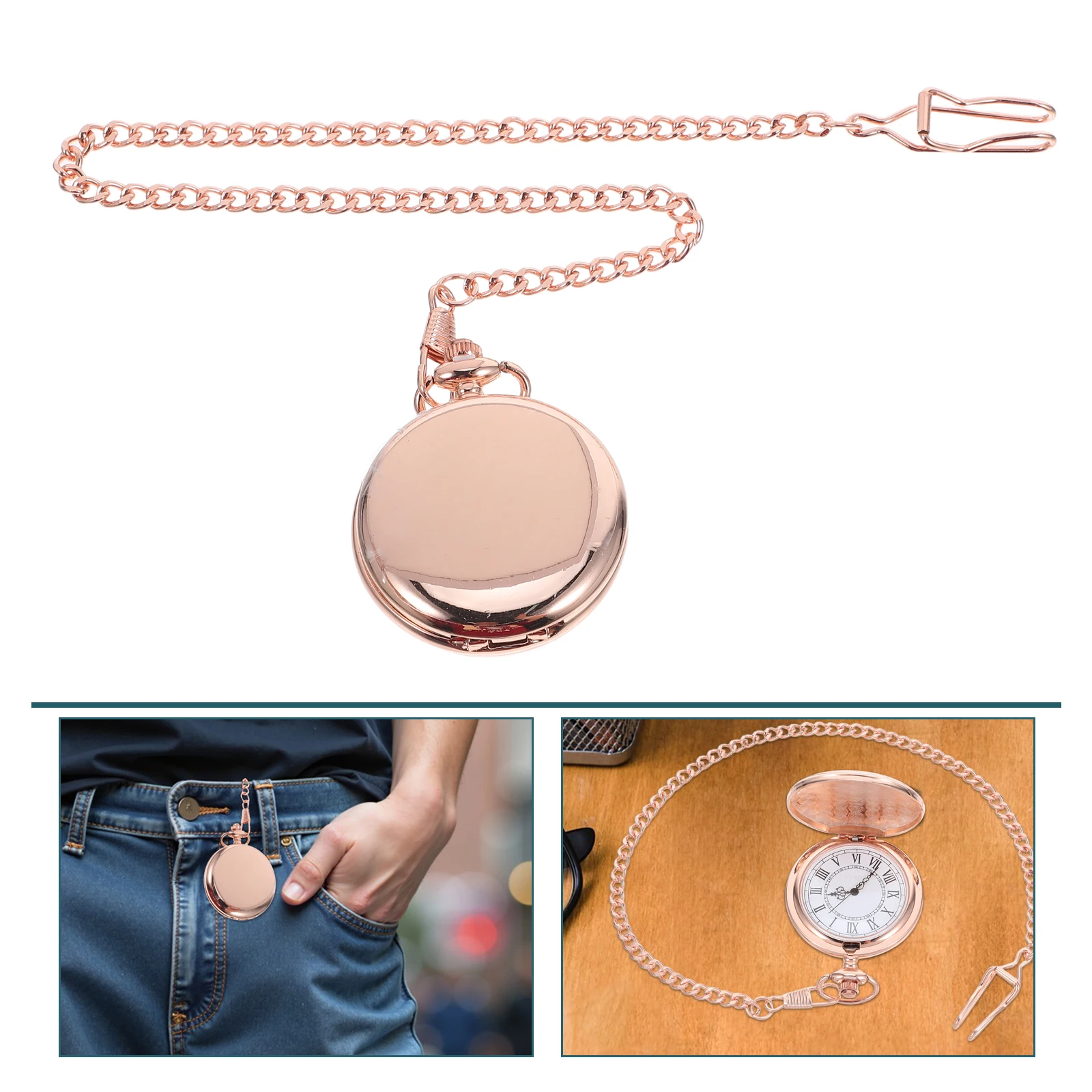 

Quartz Vintage Pocket Watch Chain Men Roman Numerals Dial Retro Style Waistcoat Steampunk Accessory Pocket Watch