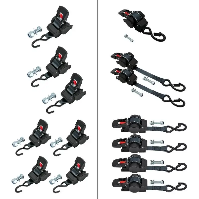 Strong Ratchet Strap Tie Downs With Cushioned Grip S Hook 1500/3307lbs Capacity For ATVs Furniture Moving D2RD