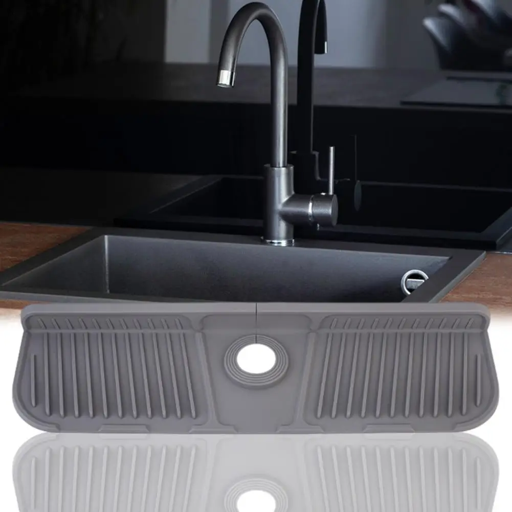 Faucet Drain Pad Wrap Around Faucet Guard Silicone Faucet Mat Splash Guard for Kitchen Bathroom Counters Foldable Drying Pad