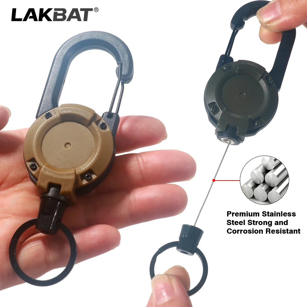 LAKBAT 1/2/4Pcs Retractable Keychain Carabiner Clip Anti-Lost Badge Reel Fishing Camping Outdoor Daily Work ID Anti-loss Holder.