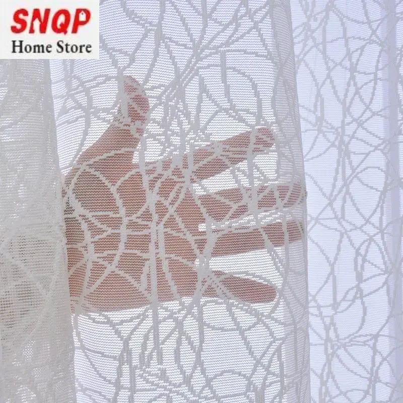 

Tulle Modern Simple Jacquard Art Light Color Translucent Lace Pure White Sheer Bird Nest Curtains for Living Dining Room Bedroom