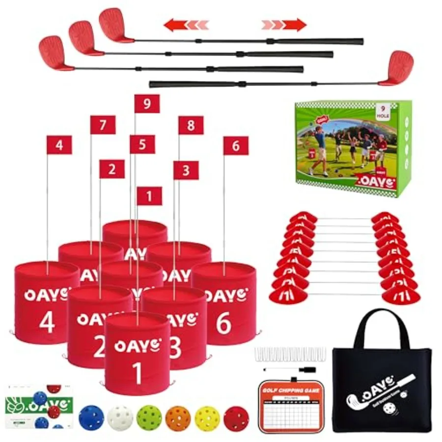 

Backyard Golf Outdoor Games - Ultimate 9 Holes Golf Game Set with 3 Right + 1 Left Clubs, Lawn Golf Training for Adults Amateur