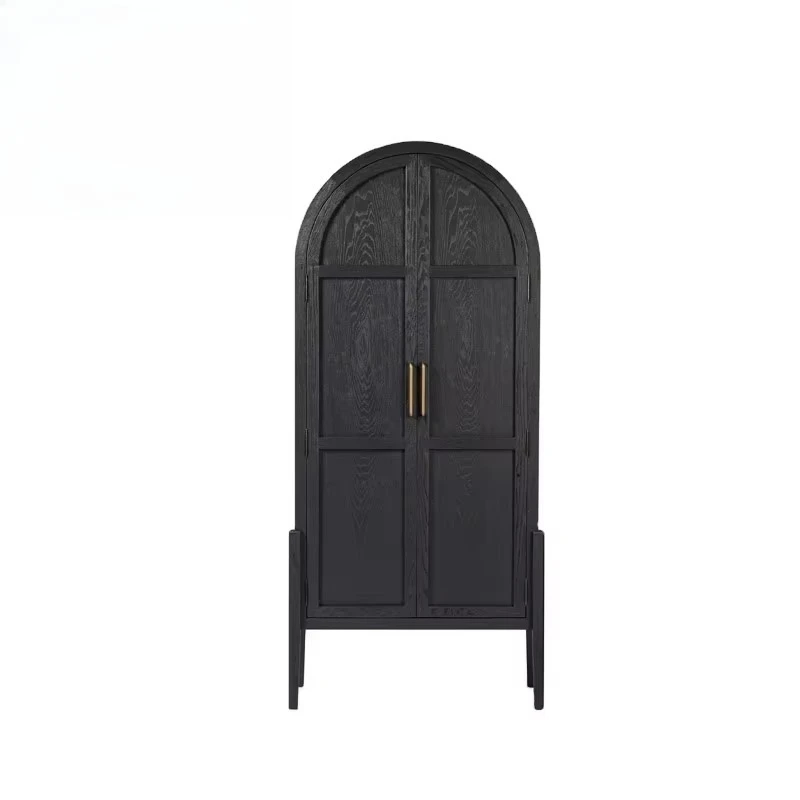 

Interior Modern Arched Black Cabinet Furniture Wooden Design Library Home Office Bookshelf Living Room Storage Bookshelf Customi
