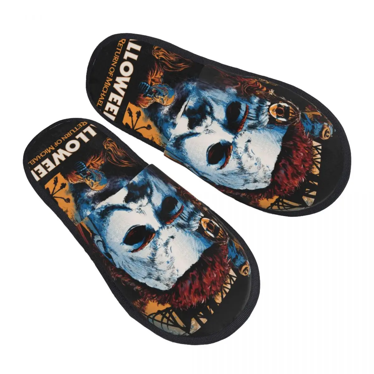 Scary Michael Myers Knives House Slippers Women Comfy Memory Foam Halloween Movie Slip On Spa Slipper Shoes