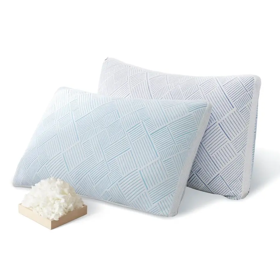 

Memory Foam Cooling Soft Bamboo Viscose Pillows King Set of 2, Adjustable Hypoallergenic Hotel Quality Bed Pillows for Side, Sto