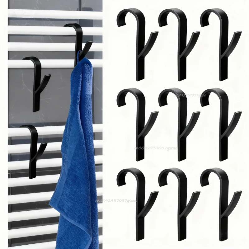 Bathroom Shower Towel Holder Hanger Heated Radiator Rail Hooks Clips Storage Racks Clothes Scarf Hanger Hooks Bathroom Organizer