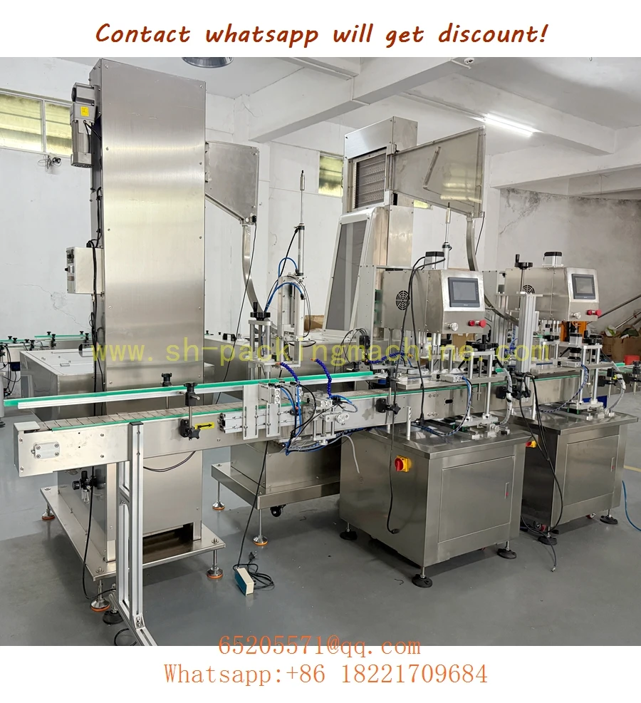 Double caps screwing machine, two caps/covers screwing machine with elevator,Bottle capping machine