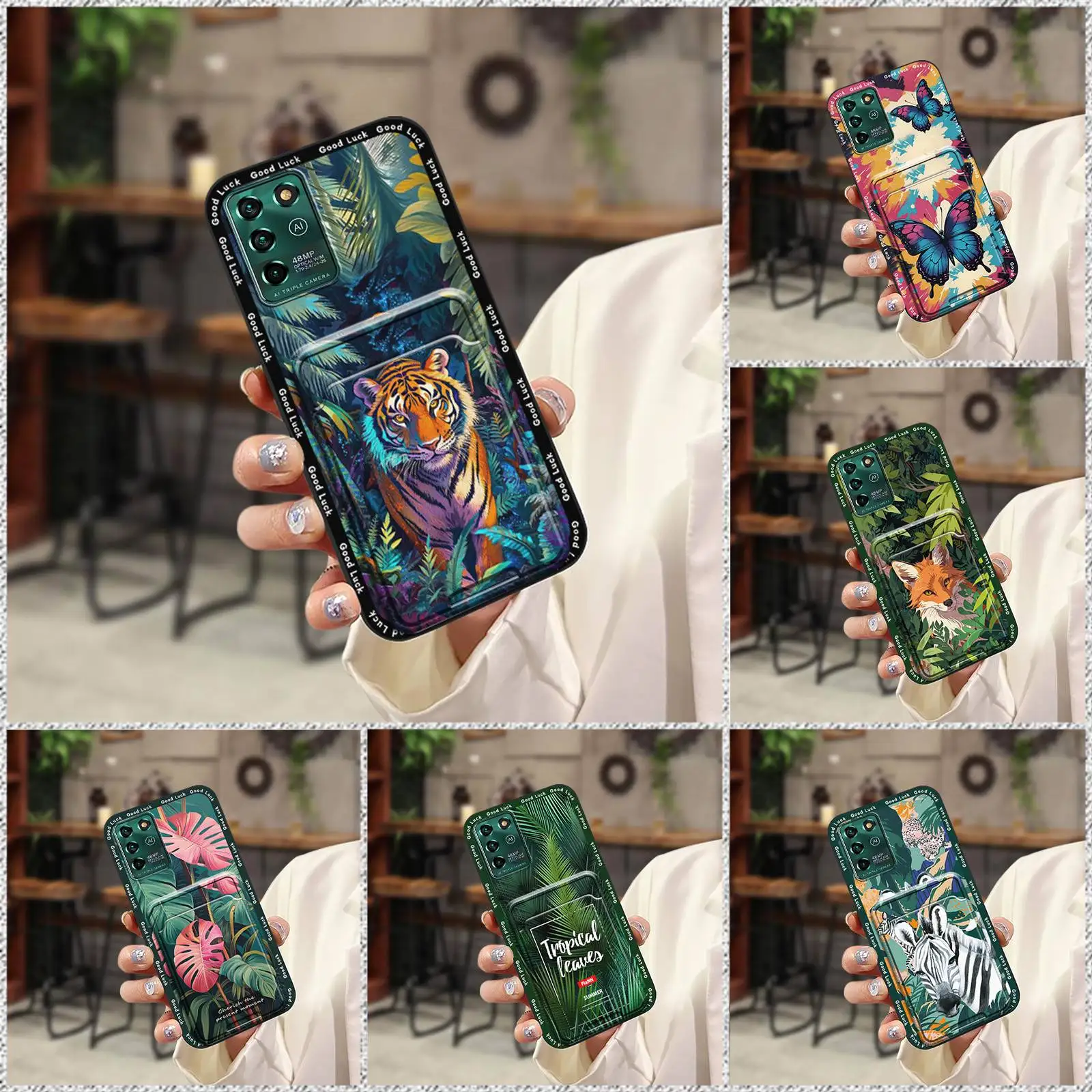 

Card slot Anti-knock Phone Case For ZTE Blade V30 Vita/V2022 Cartoon Anti-dust TPU Card sleeve Graffiti Cover Soft case