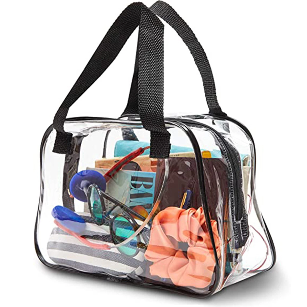 PVC for Travel & Concert Transparent Cosmetic Bag Clear Stadium Approved Tote Bag Travel Toiletries Bag Small Handbag