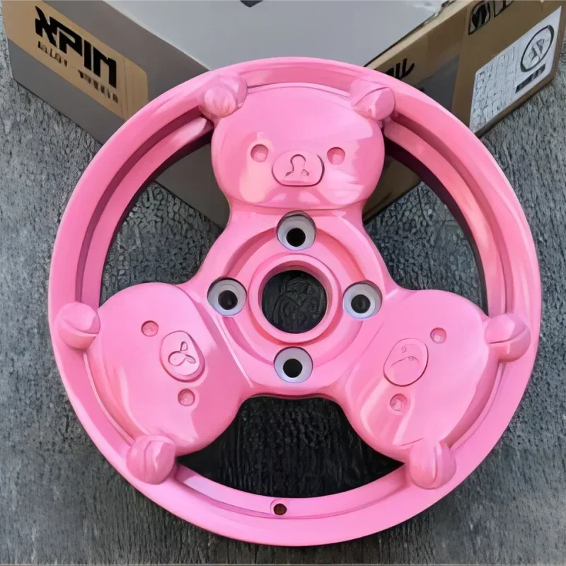 for Chen 15 inch Passenger Car Wheel PCD 4x114.3 Sliver Pink Wheel with Cute Bear Lightweight Forged Wheel