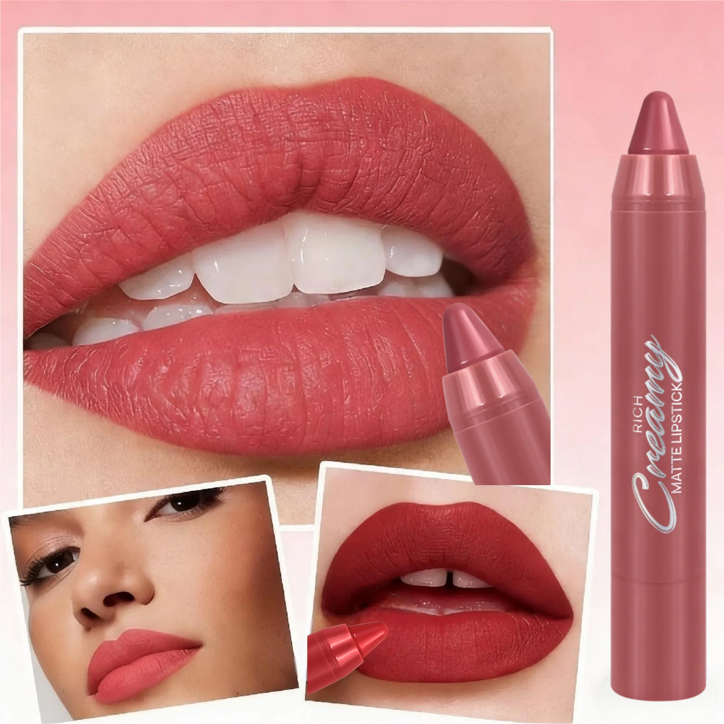 1 Stück Matter Lippenstift |   Samtiger Finish, glatt und leicht aufzutragen, langanhaltend wasserfest, hochpigmentierte Formel, für alle Hauttypen geeignet
