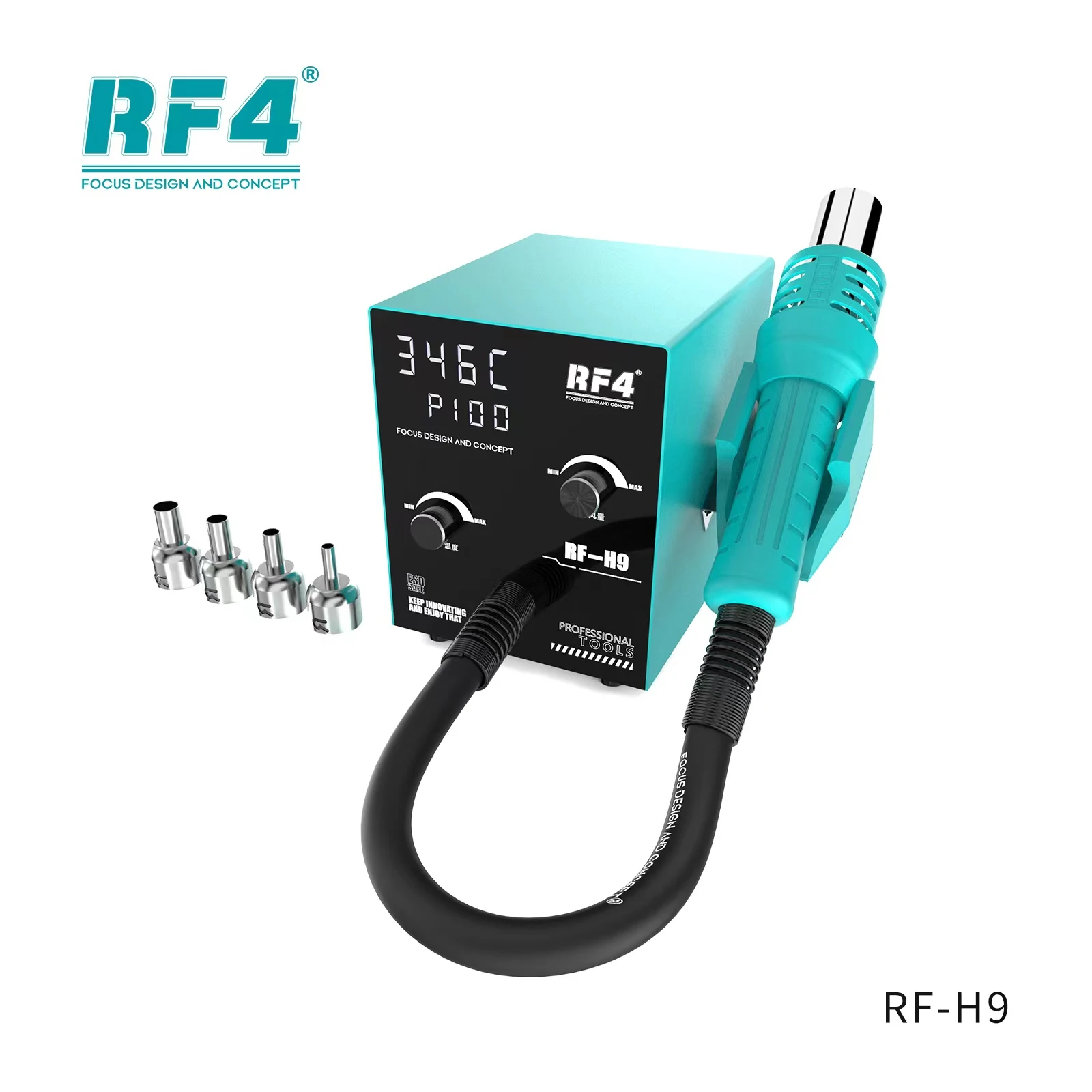 RF4 RF-H9 Intelligent Hot Air Gun Digital High Power BGA Rework Heating Station With 4 Welding Nozzles Soldering Repair Tools