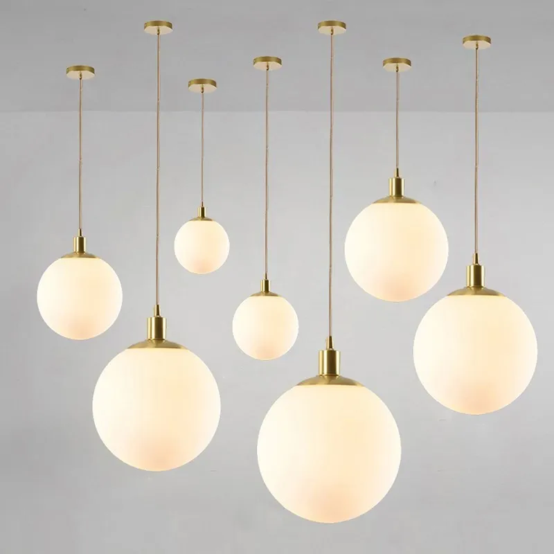 

Nordic Glass Pendant Lights 8-50cm Round Ball Home Hanging Lamps For Bar Bedroom Living Room Coffee Decoration Luminaires Lustre