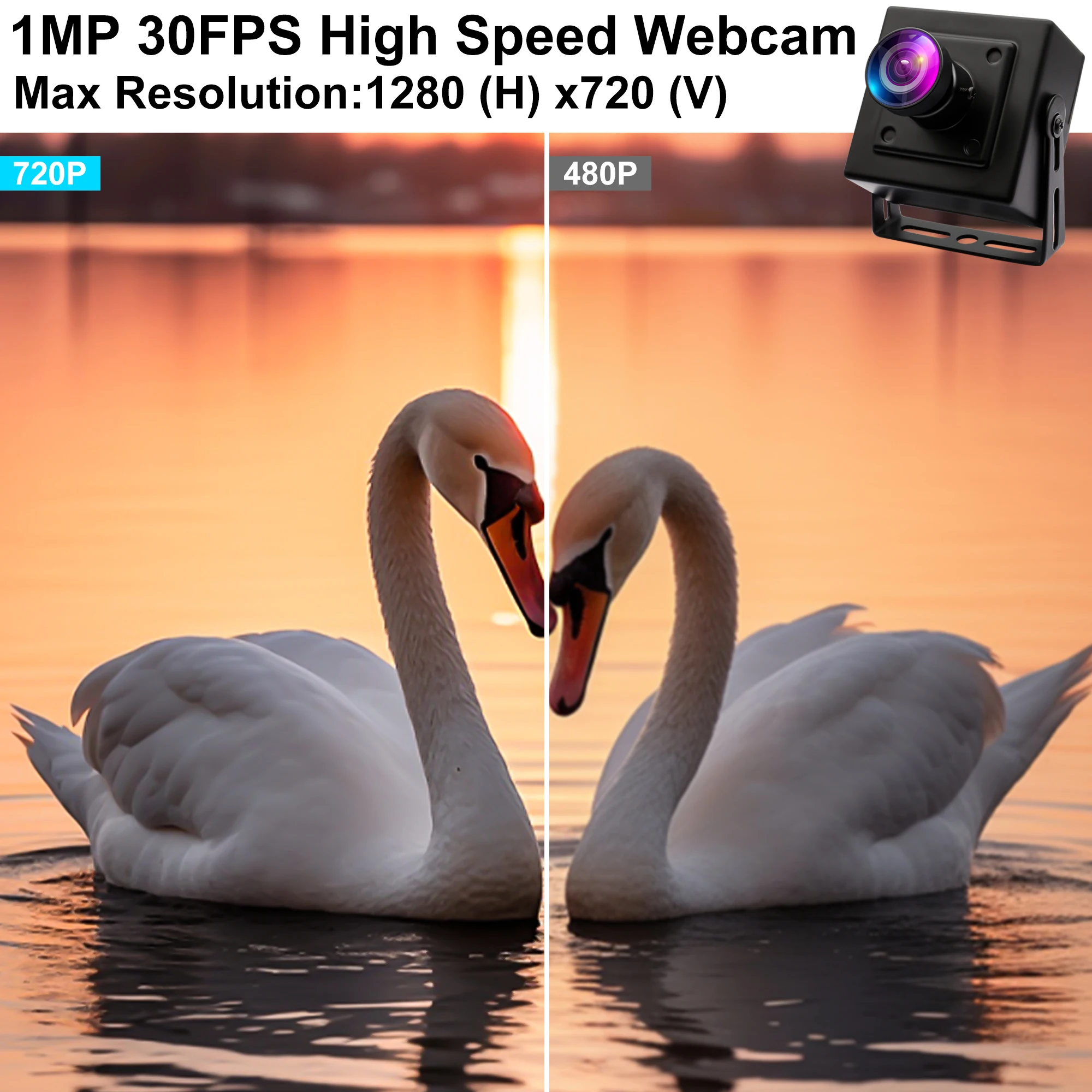 ELP 720P 30fps Fisheye USB Camera HD Webcam with Metal Case for Linux Raspberry PI Windows Mac