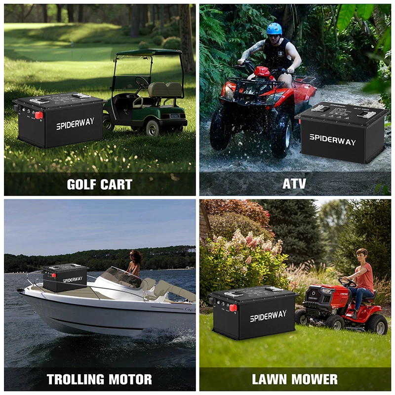 Batteria al litio 36V 105Ah Bluetooth LiFePO4 integrata 200A BMS, con caricabatterie per tosaerba elettrico Toro John Deere