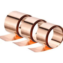 Copper Sheet Roll 0.1/0.2/0.3/0.4mm Thickness 99.9% Pure Copper Strip Flashing Metal Foil Plate for Electricity DIY Projects