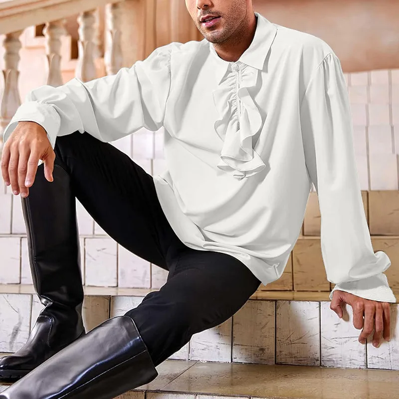 

Loose Long Sve Pirate irt Men's loween St Punk Le Medieval Sle Spring Autumn New Arrival Ro Sle Ice S...