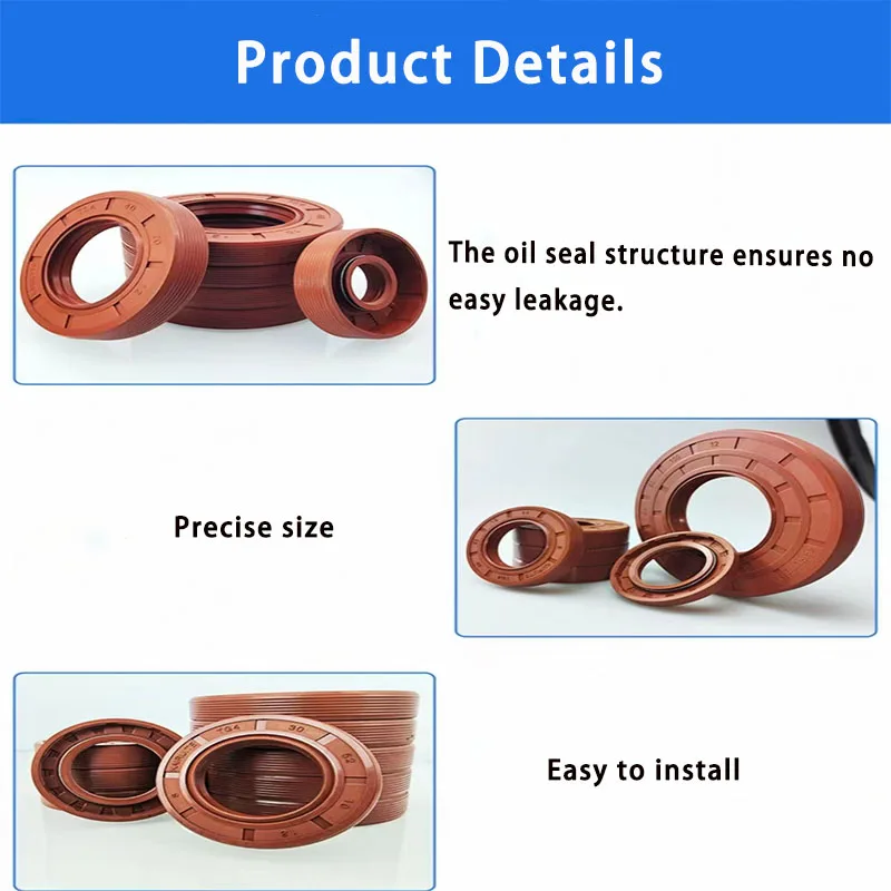 Fluororubber Double-Lip Skeleton Oil Seal, Oil-Resistant and Anti-Aging, with Inner Diameters of 40/42/45mm