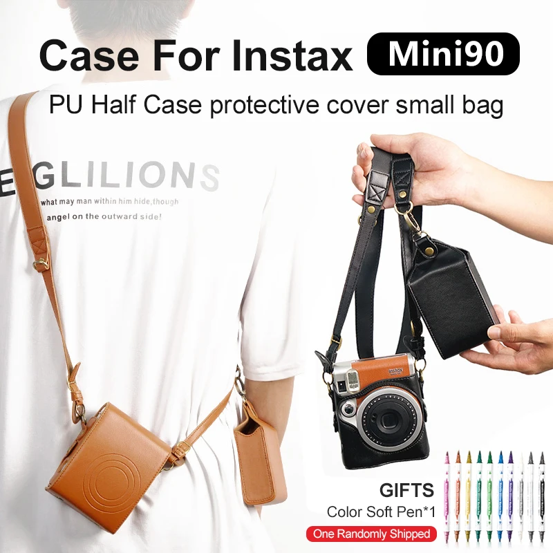 MINI 90 Camera Bag PU Leather Protector Pouch Photo Storage Bag for Fujifilm Instax MINI 90 Camera Camera Bag Well Build Soft