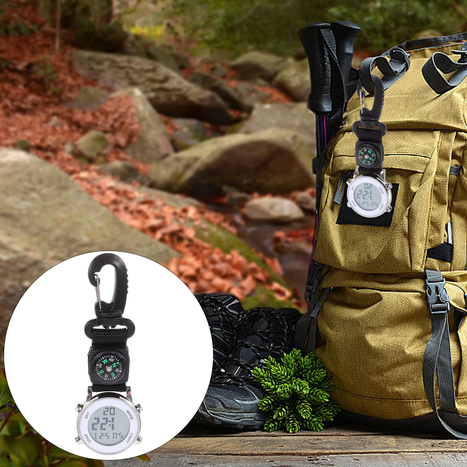 

Electronic Hanging Watch Outdoor Clip on Pocket Watch Carabiner Design Accurate Timekeeping for Travel Hiking Camping