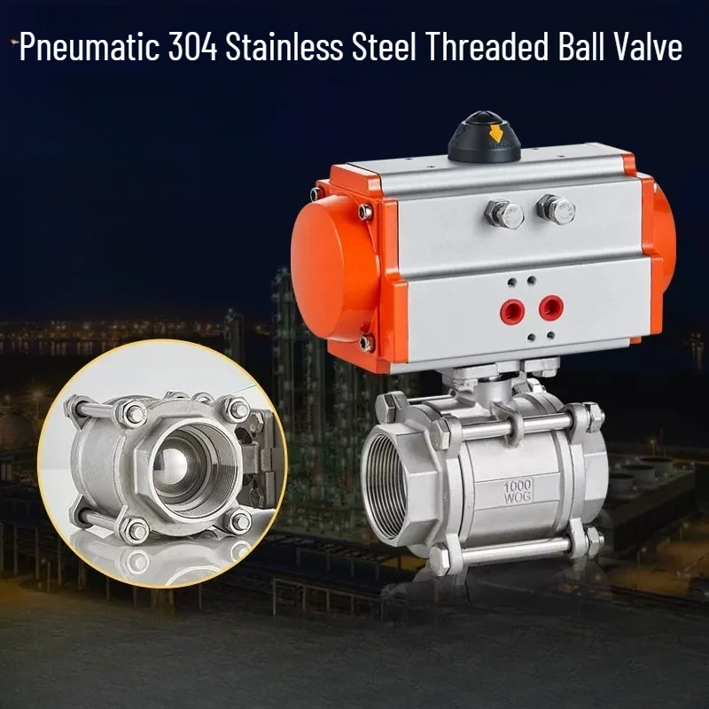 304 Stainless Steel Pneumatic Ball Valve Q611F-16P High Platform 3-piece Thread Steam Resistant Double Acting Cylinder DN15-DN80