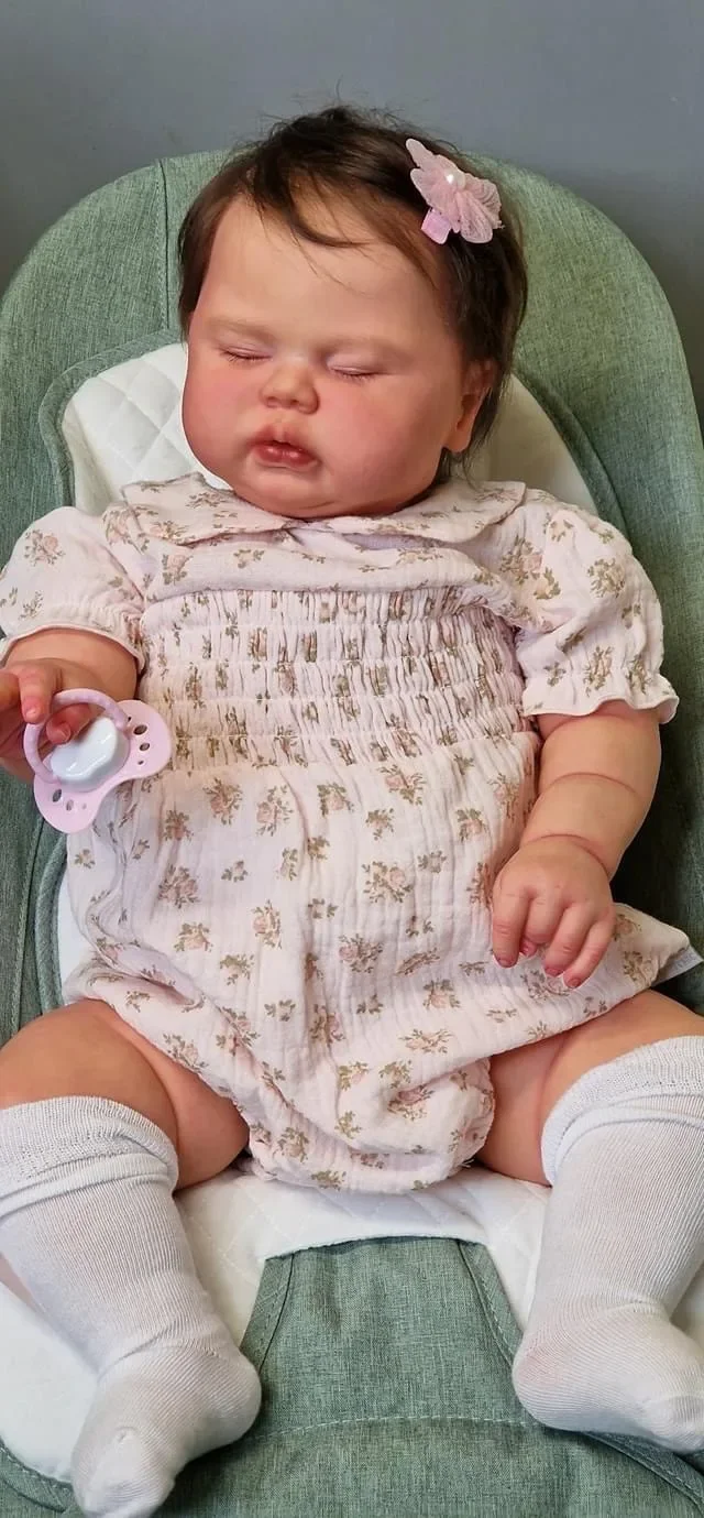 DLS 24 pouces cornichon endormi en tissu doux corps réaliste Reborn enfant en bas âge cheveux enracinés à la main peluche bébé poupée bébé