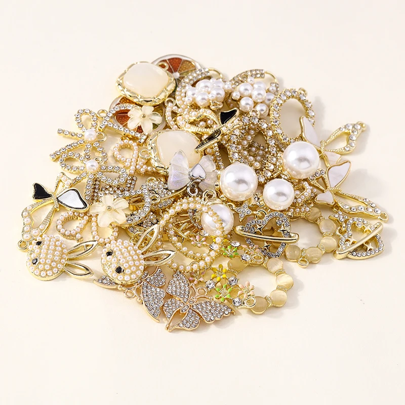 Leslie 4 stücke exquisite Kristall perle runde Hase Schmetterling Bowknot Charms für Ohrringe Halskette Armband DIY Schmuck Zubehör – Detail 4