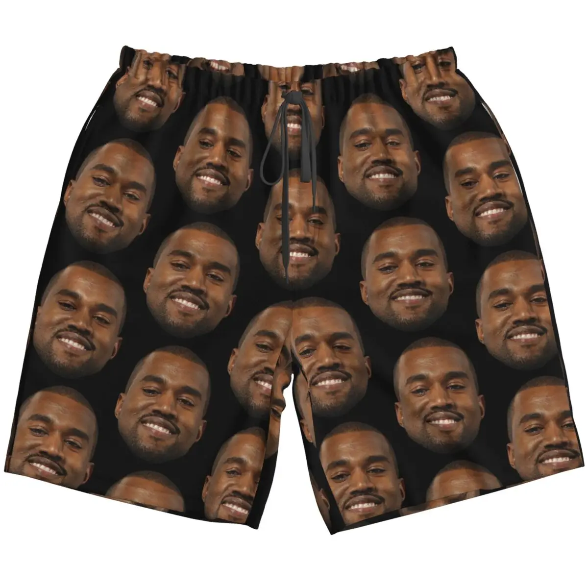 Hombres Kanye West Face Meme Pantalones cortos de playa Ropa de playa de verano Pantalones cortos Borad Bañadores