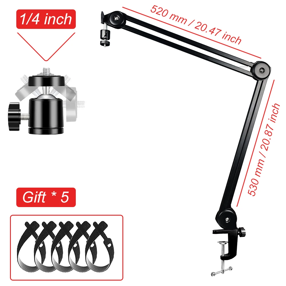 Robuster Verstellbarer Mikroskop-Armständer 2kg Tragfähigkeit 360° ° Drehbare 1/4-Zoll-Halterung für Beobachtung, Reparatur, Löten, Live-Streaming – Detail 10