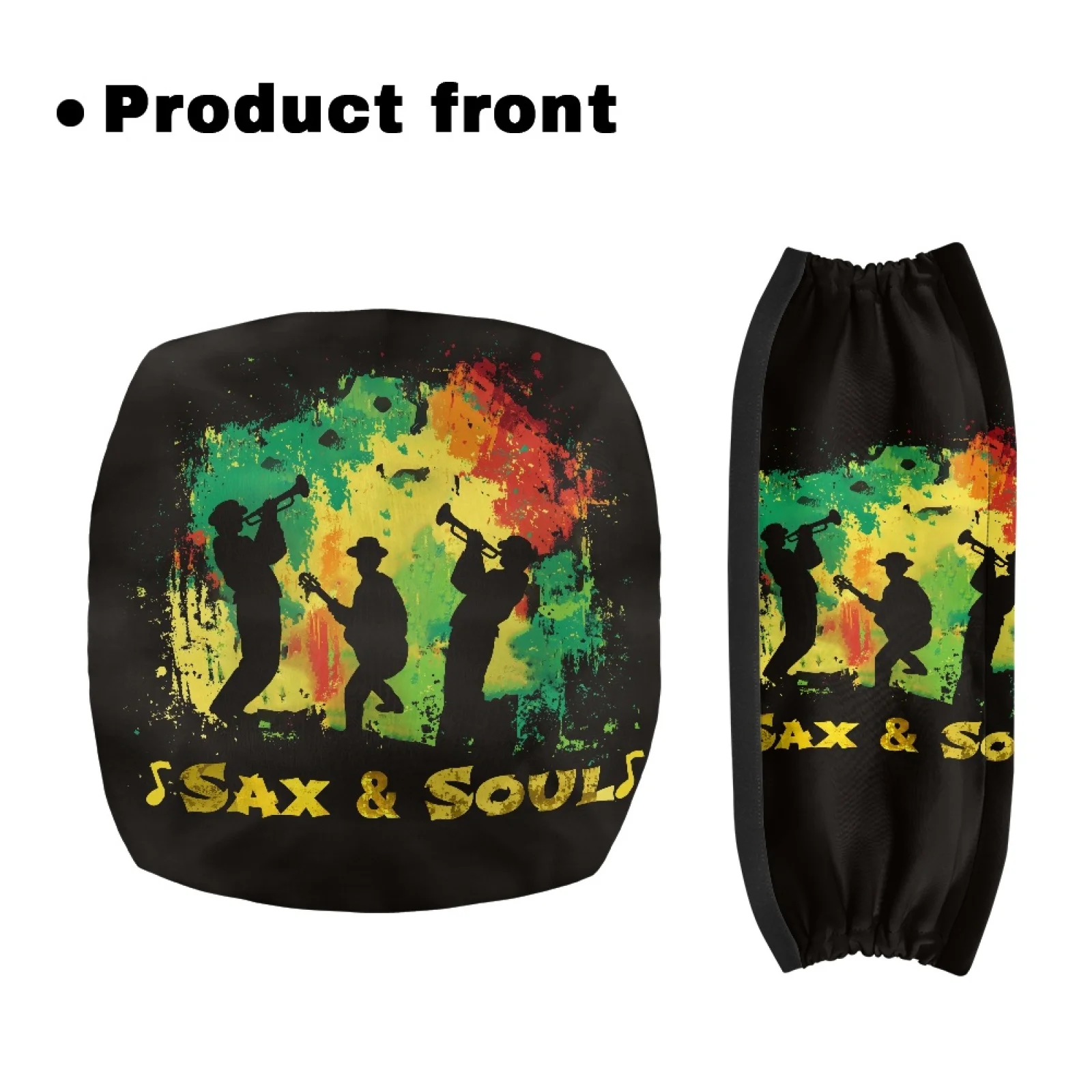 Coloranimal Sax Soul Band 2 Pieces Set Rollator Seat Cover Easy to Install Rollator Seat Backrest Covers for Men