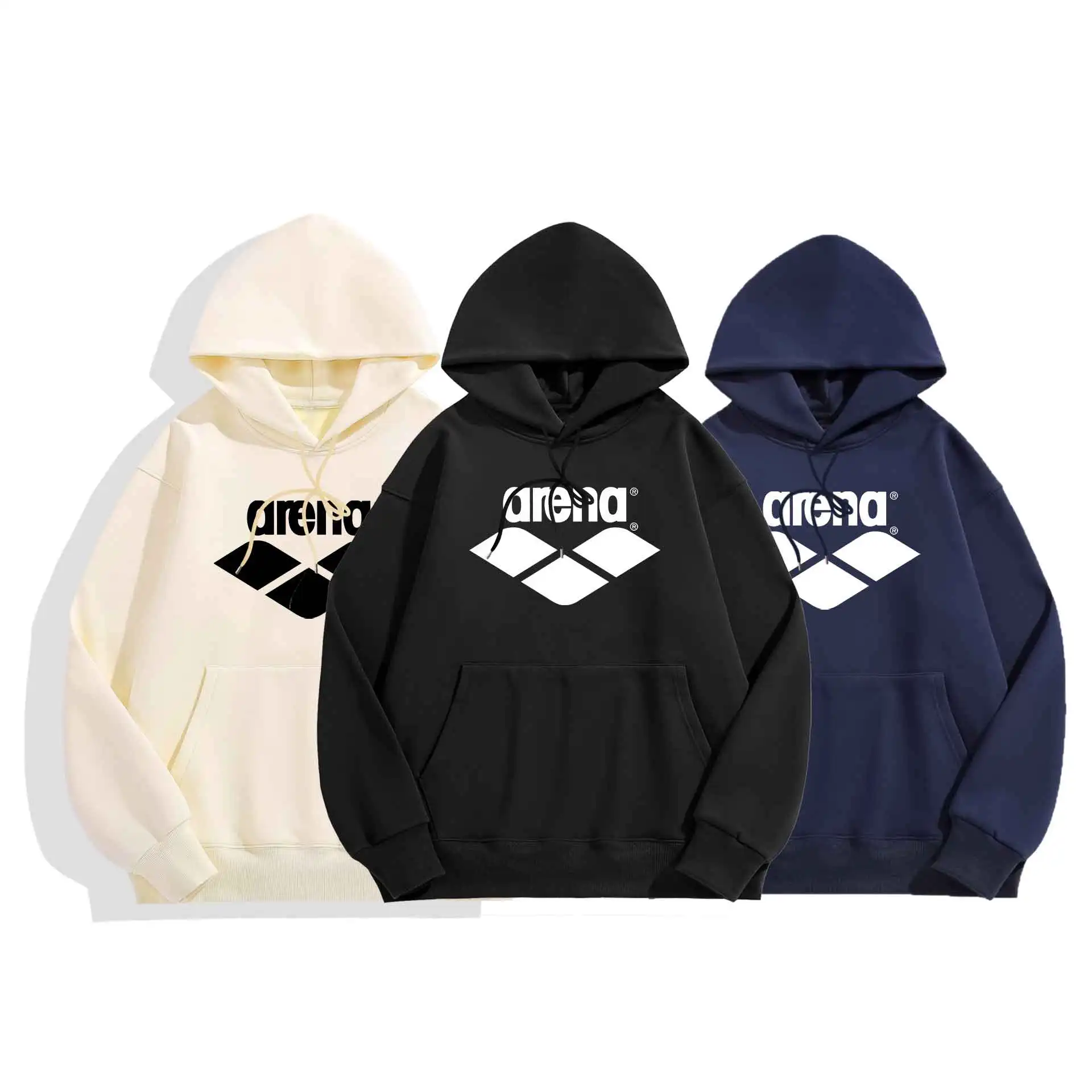 Ropa deportiva cálida informal con capucha de manga larga estampada a la moda para hombre ropa de calle holgada de moda de otoño