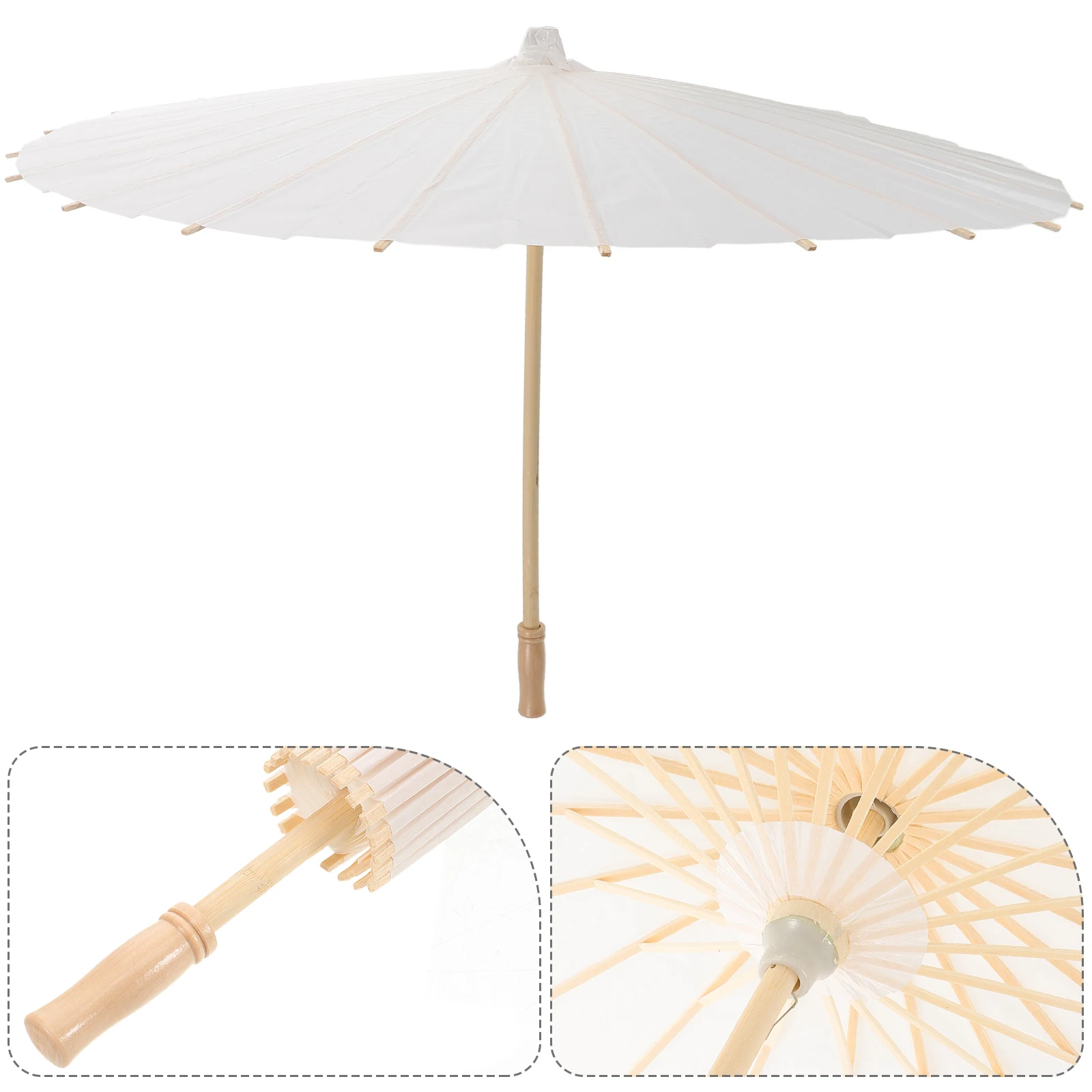 

Oil Paper Umbrella Umbrellas for Rain Decorative Parasol Props White Wood Diy Primary School