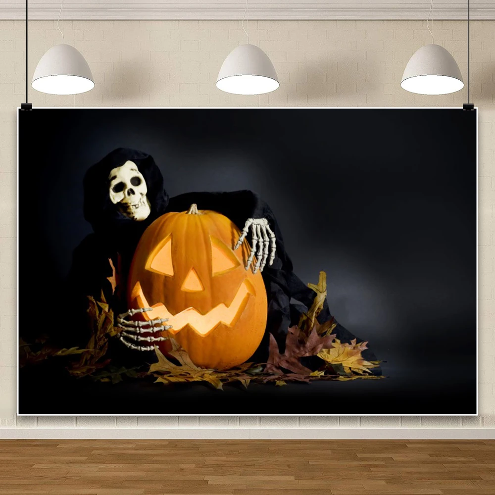 هالوين خلفية كابوس قبل هالوين الإرهاب الجمجمة رؤساء الهيكل العظمي اليقطين فانوس التصوير الخلفيات استوديو الصور #1