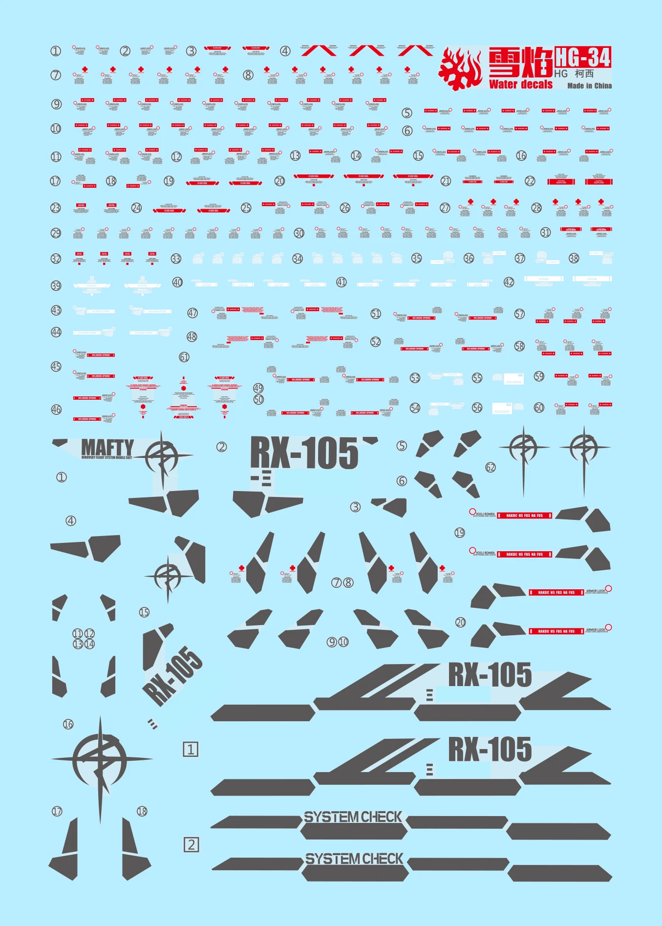 Flaming Snow HG-34 Fluorescent - Model Kit Water Decal ulasan dan harga
