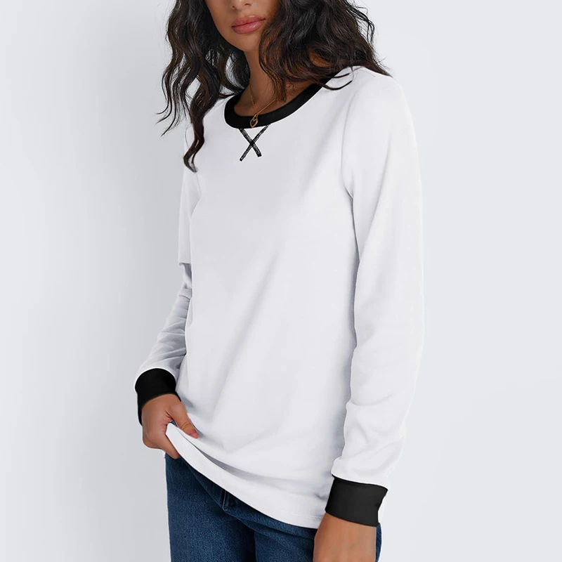 Cozy Comfortable Long Sleeve Pullover Tops For Women Fall Winter Casual Loose Fit Fashion Street Pullover Sweatshirt