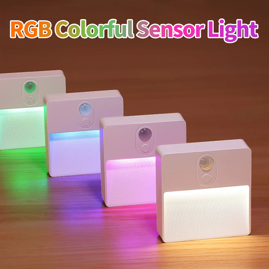 

Rechargeable LED Night Light Motion Sensor Wireless Square Wall Lamp portable Kitchen Bedroom Cabinet Closet Hallway Stairs Lamp