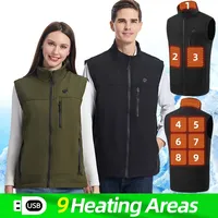 9 Areas Smart Heated Vest Men Women Electric Heating Vest Rechargeable Heated Jacket Winter Heated Clothes Outdoor Motorcycle