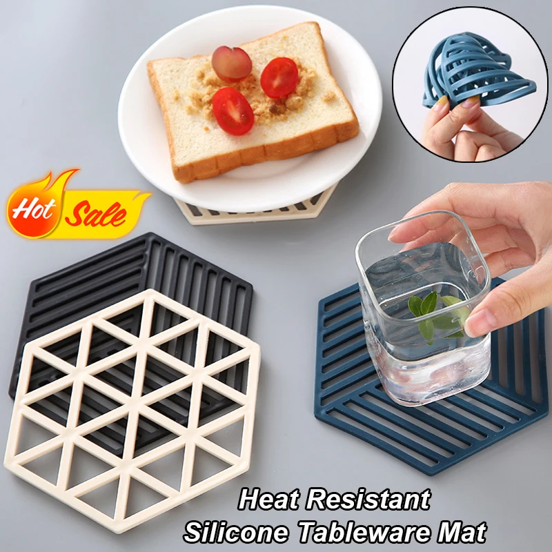 

Термостойкий силиконовый коврик для посуды, нескользящая шестиугольная подставка с подогревом, пищевой материал, подставка для столовых приборов, кухонные аксессуары