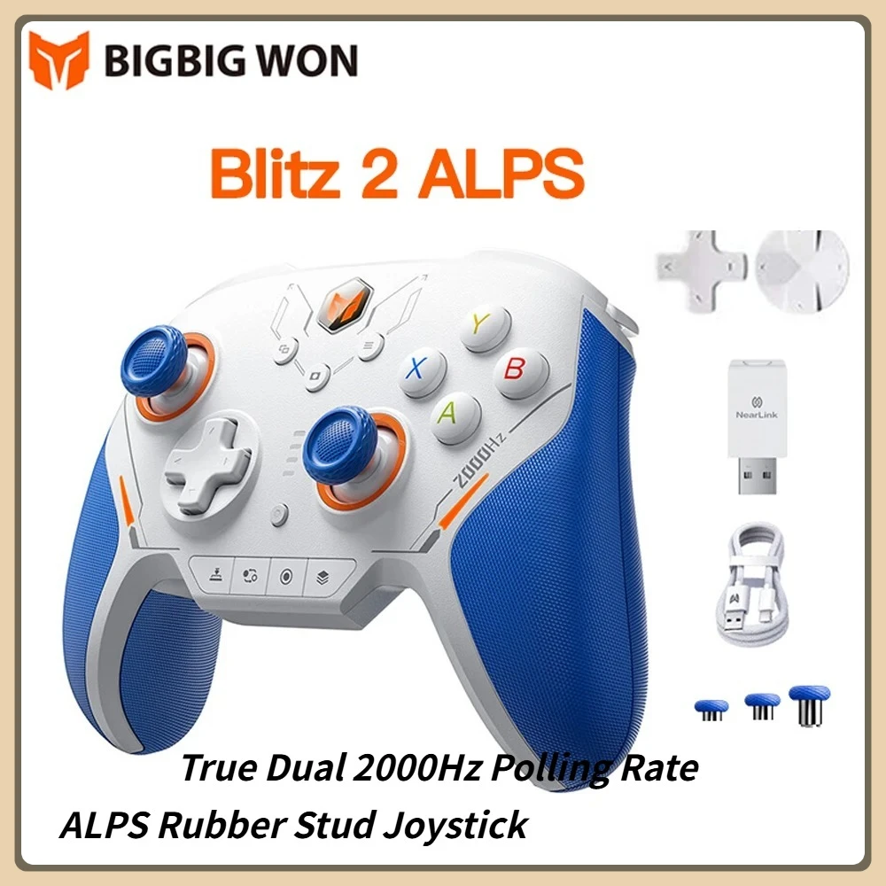 

Игровой контроллер Bigbig Won Blitz 2 TMR Steam, беспроводные Bluetooth-геймпад, соматосенсорные механические кнопки со звездной вспышкой по индивидуальному заказу