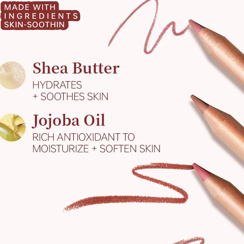 Conjunto de lápis de delineador labial fosco de 6 peças, conjunto de lápis de batom, kit de maquiagem para contorno e definição de lábios, presentes ideais para mulheres