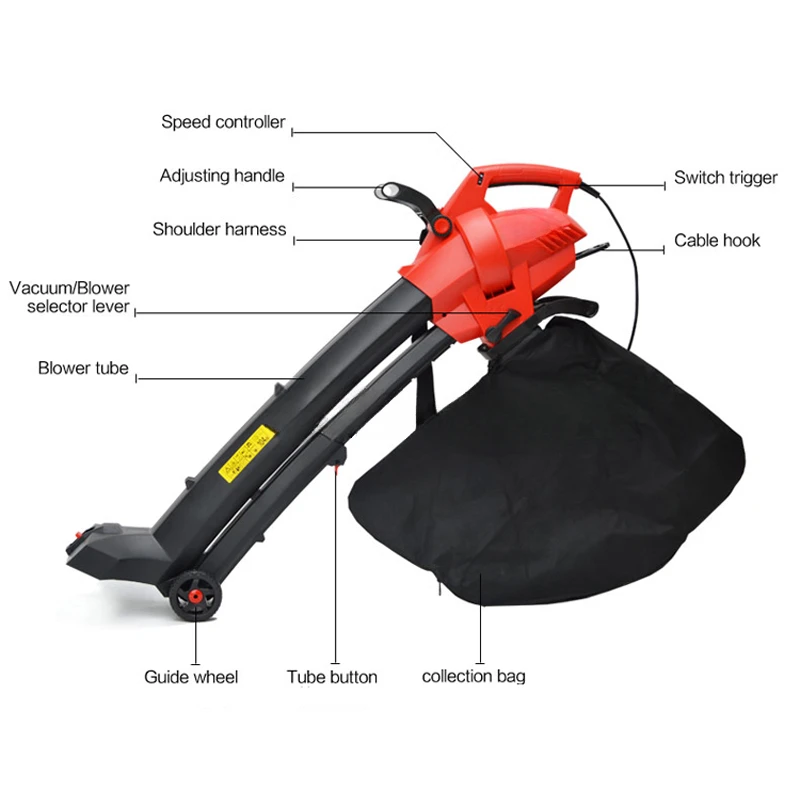 Electric blown leaf suction machine 3200W handheld electric leaf cleaning machine with 20m extension cord 220V