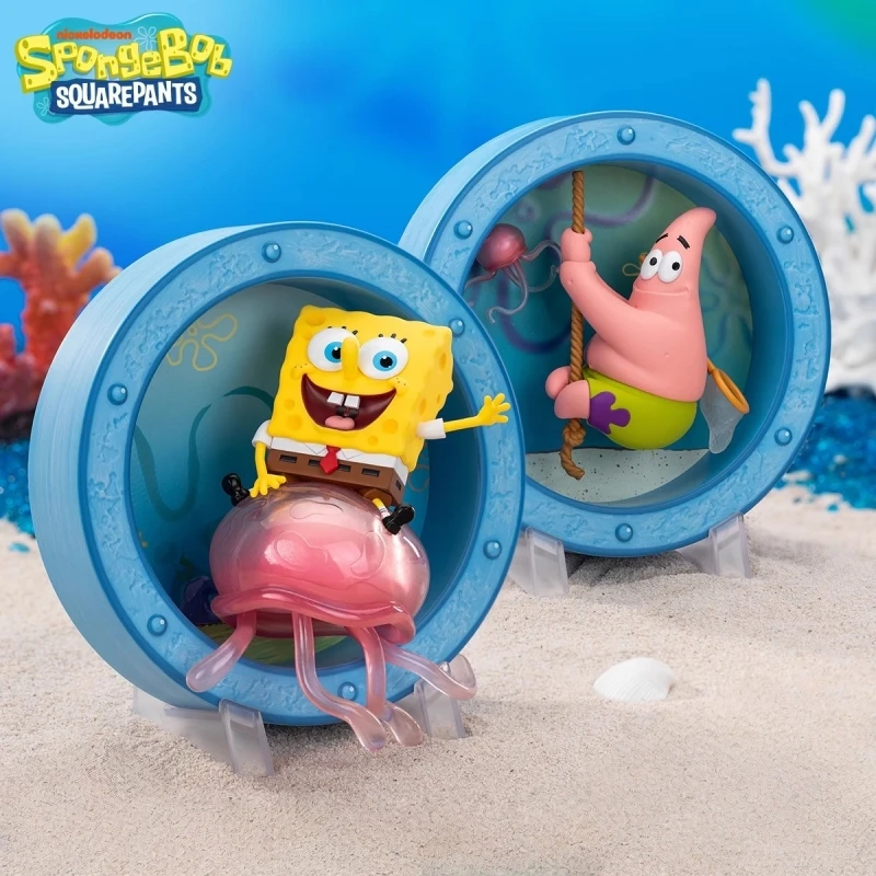 

High-Quality Spongebob Squarepants Patrick Star Catching Riding Jellyfish Action Figures Ornaments Collection Kids Gifts