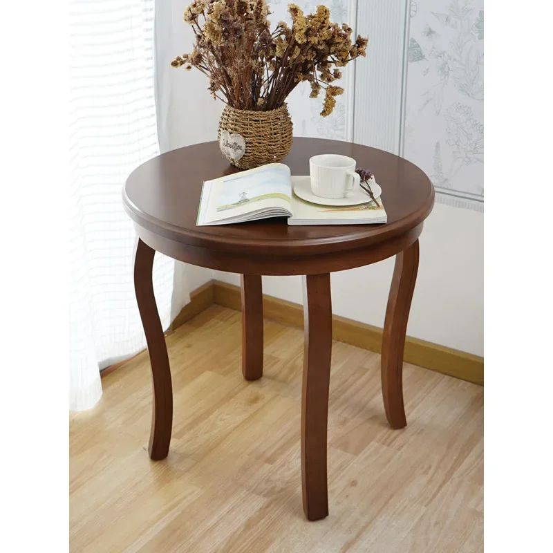 Simple antique solid wood round table Small apartment household side few storage corner few coffeetable Chinese retro small rou