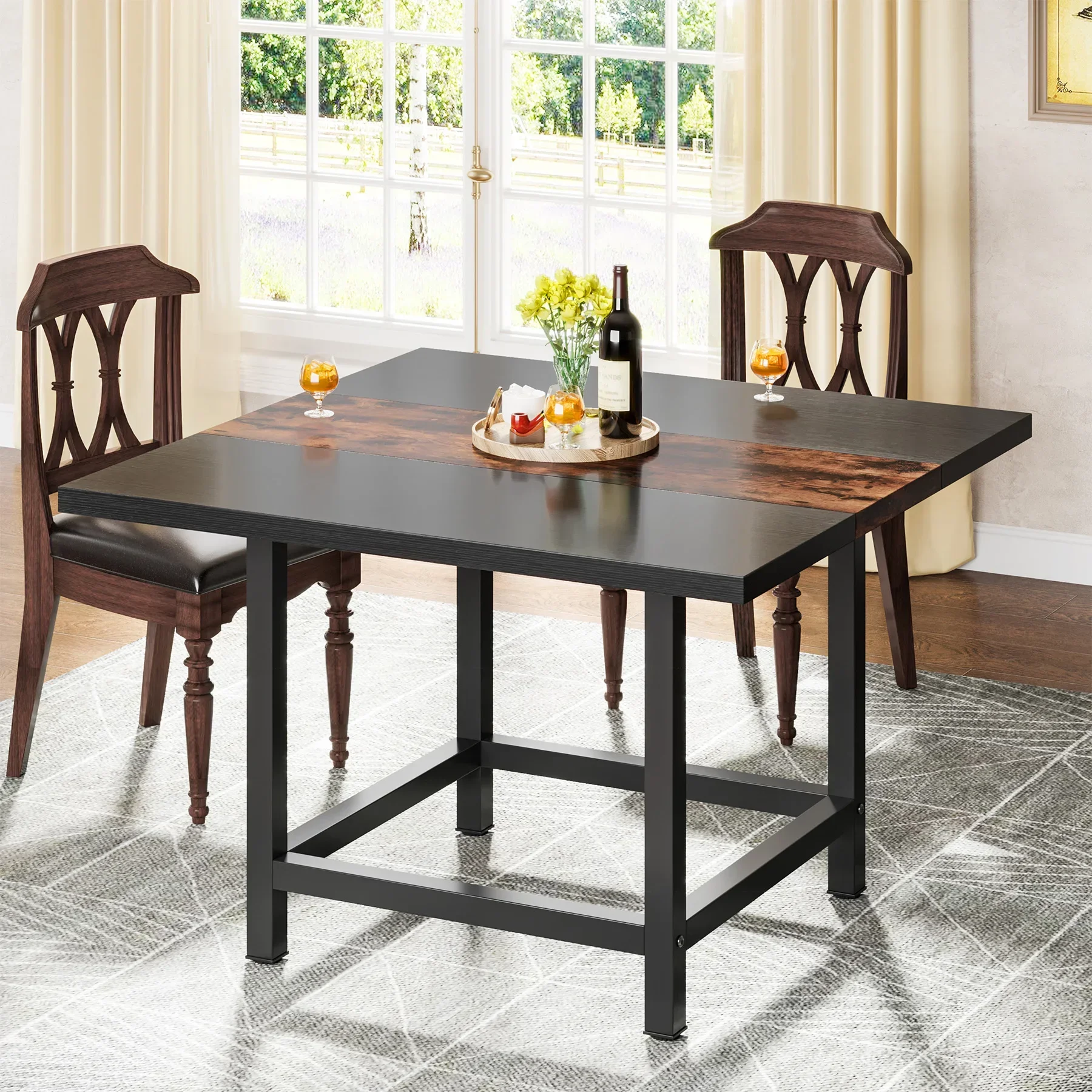 Tribesigns Dining Table Rustic Square 39