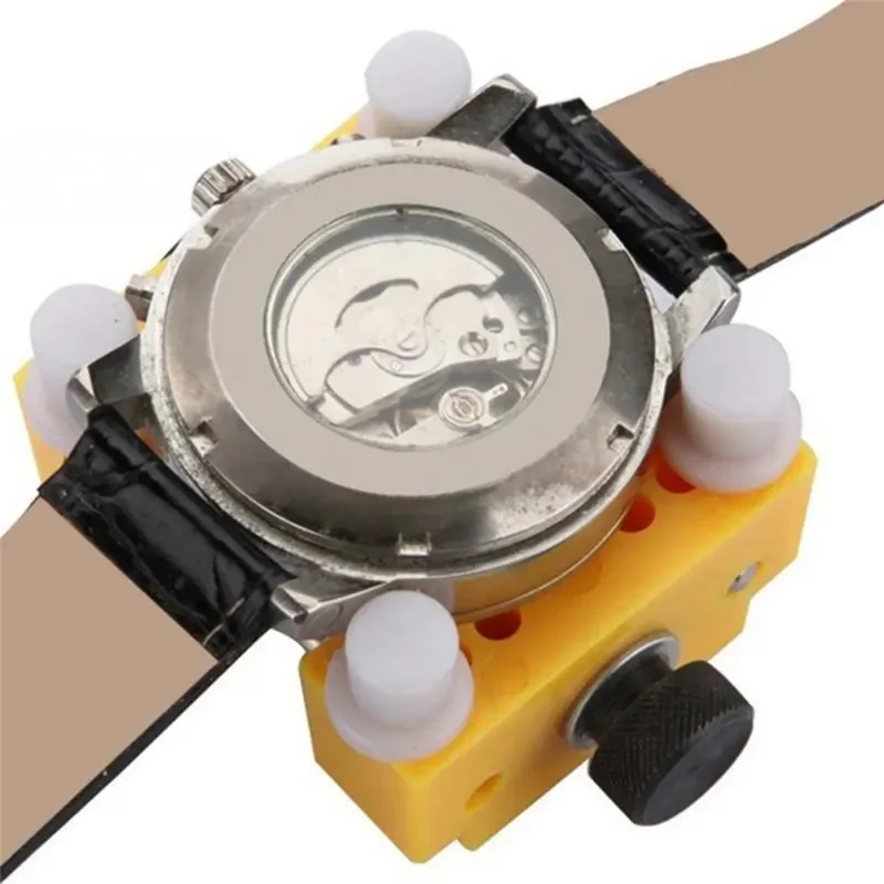 Horloge Verstelbare Opener Achterkant Case Cover Pers Closer Remover Fixing Houder Case Repair Tool Beweging Dial Fixer Geel