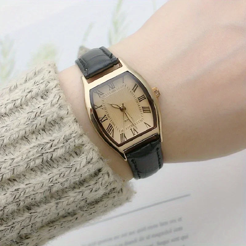 Fashion Retro Digital Dial Casual Watches Square Leather Strap Fashionable Clock Quartz Wristwatch for Women Gift