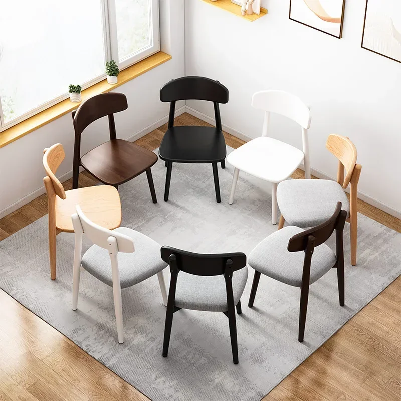 Solid Wood Chair Dining Chair Home Study Back Chair Restaurant Cream Walnut Stool Modern Dining Table and Chairs